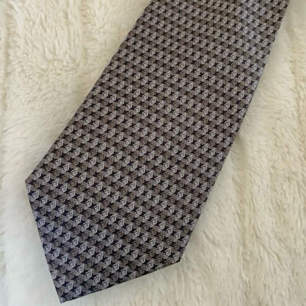 Bijoux Terner Genuine Silk Neck Tie Gray Blue Print